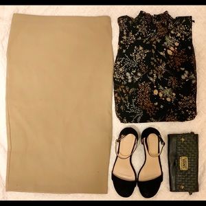 Nude/tan pencil skirt
